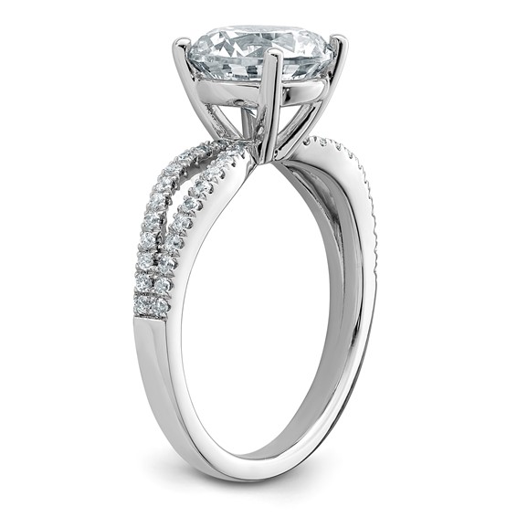 14k White Gold 2 1/2 carat Lab Grown Diamond VS+ F+ Round Complete Engagement Ring