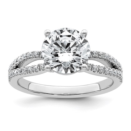 14K White Gold 2.50 Carat Lab Grown Diamond VS+ F+ Round Complete Engagement Ring