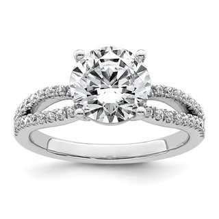 14k White Gold 2 1/2 carat Certified Lab Grown Diamond VS+ F+ Round Complete Engagement Ring