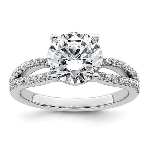 14k White Gold 2 1/2 carat Certified Lab Grown Diamond VS+ F+ Round Complete Engagement Ring