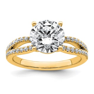 14k 2 1/2 carat Certified Lab Grown Diamond VS+ F+ Round Complete Engagement Ring