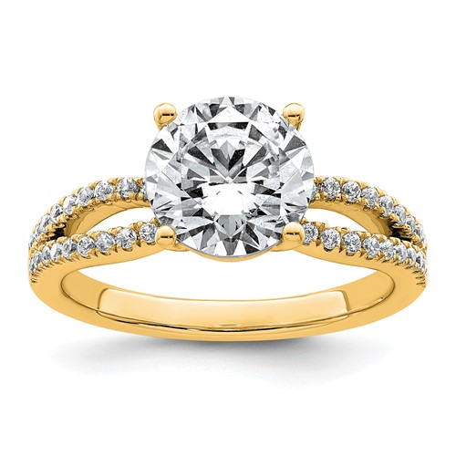 14K Yellow Gold 2.50 Carat Certified Lab Grown Diamond VS+ F+ Round Complete Engagement Ring