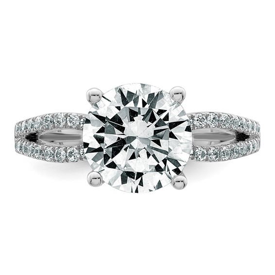 14k White Gold 2 3/4 carat Lab Grown Diamond VS+ F+ Round Complete Engagement Ring