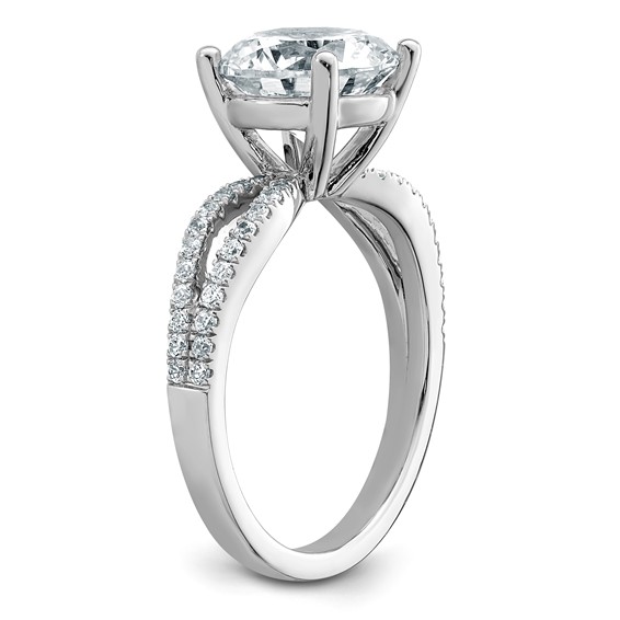 14k White Gold 2 3/4 carat Lab Grown Diamond VS+ F+ Round Complete Engagement Ring