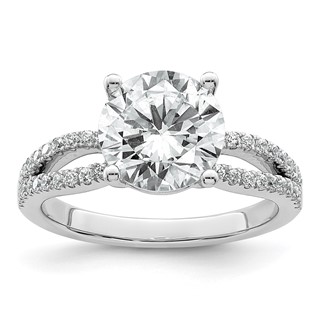 14k White Gold 2 3/4 carat Certified Lab Grown Diamond VS+ F+ Round Complete Engagement Ring