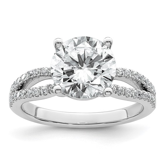 14k White Gold 2 3/4 carat Certified Lab Grown Diamond VS+ F+ Round Complete Engagement Ring