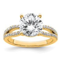 14K Yellow Gold 2.75 Carat Certified Lab Grown Diamond VS+ F+ Round Complete Engagement Ring view 1