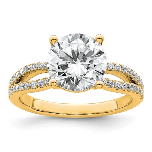 14K Yellow Gold 2.75 Carat Certified Lab Grown Diamond VS+ F+ Round Complete Engagement Ring