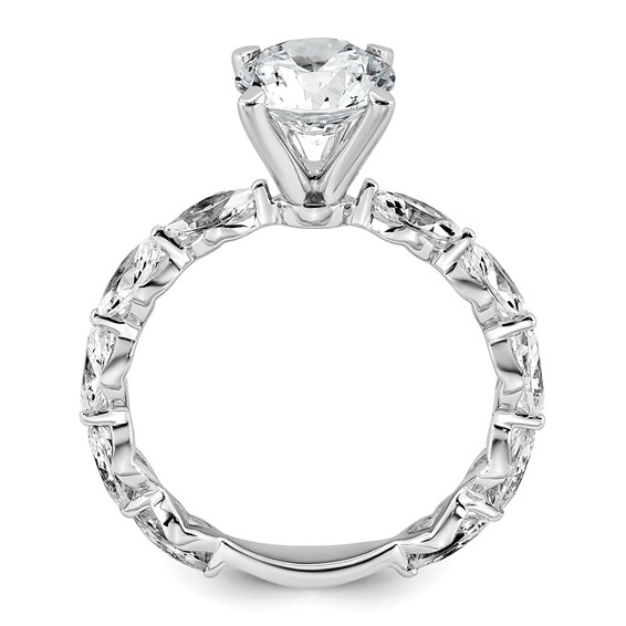 14k White Gold 2 5/8 carat Lab Grown Diamond VS+ F+ Round Complete Engagement Ring