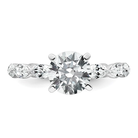 14k White Gold 2 5/8 carat Lab Grown Diamond VS+ F+ Round Complete Engagement Ring