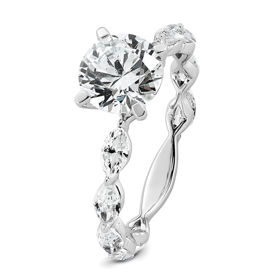 14k White Gold 2 5/8 carat Lab Grown Diamond VS+ F+ Round Complete Engagement Ring