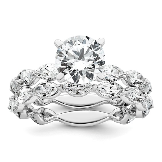 14k White Gold 2 5/8 carat Lab Grown Diamond VS+ F+ Round Complete Engagement Ring