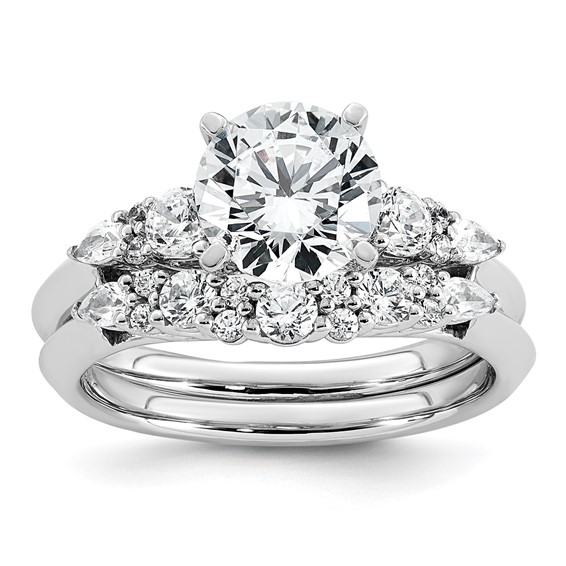 14k White Gold 1 3/4 carat Lab Grown Diamond VS+ F+ Round Complete Engagement Ring