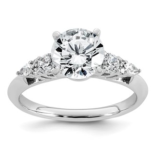 14k White Gold 1 3/4 carat Lab Grown Diamond VS+ F+ Round Complete Engagement Ring