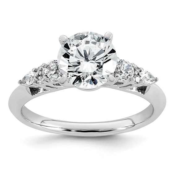 14k White Gold 1 3/4 carat Lab Grown Diamond VS+ F+ Round Complete Engagement Ring