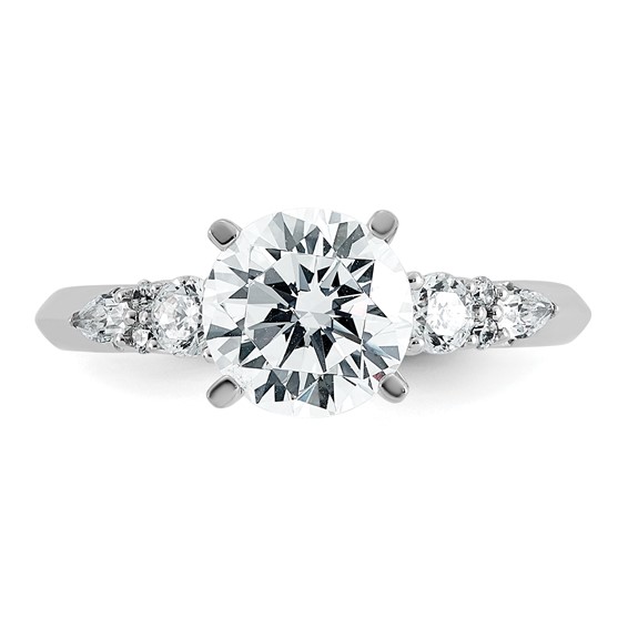 14k White Gold 1 3/4 carat Certified Lab Grown Diamond VS+ F+ Round Complete Engagement Ring
