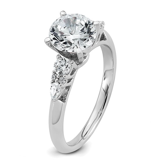 14k White Gold 1 3/4 carat Certified Lab Grown Diamond VS+ F+ Round Complete Engagement Ring