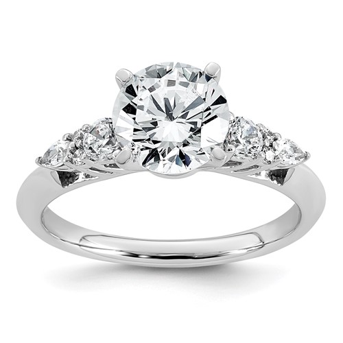 14K White Gold 1.75 Carat Certified Lab Grown Diamond VS+ F+ Round Complete Engagement Ring