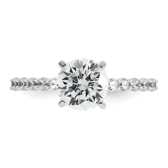 14k White Gold 1 7/8 carat Certified Lab Grown Diamond VS+ F+ Round Complete Engagement Ring
