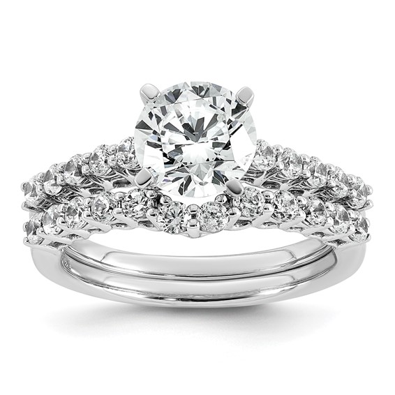 14k White Gold 1 7/8 carat Certified Lab Grown Diamond VS+ F+ Round Complete Engagement Ring