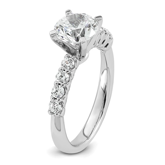 14k White Gold 1 7/8 carat Lab Grown Diamond VS+ F+ Round Complete Engagement Ring
