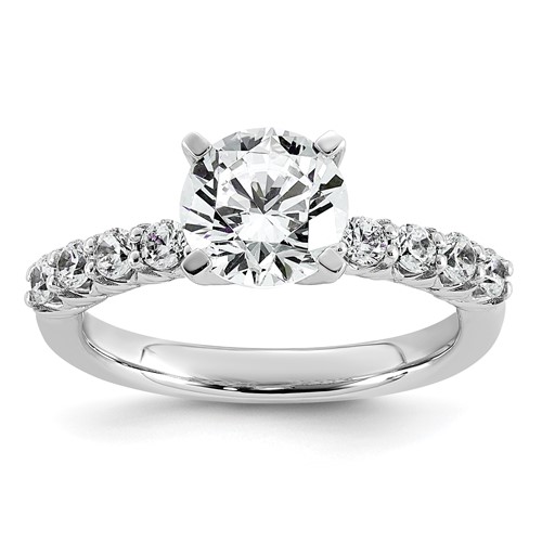 14K White Gold 1.88 Carat Lab Grown Diamond VS+ F+ Round Complete Engagement Ring