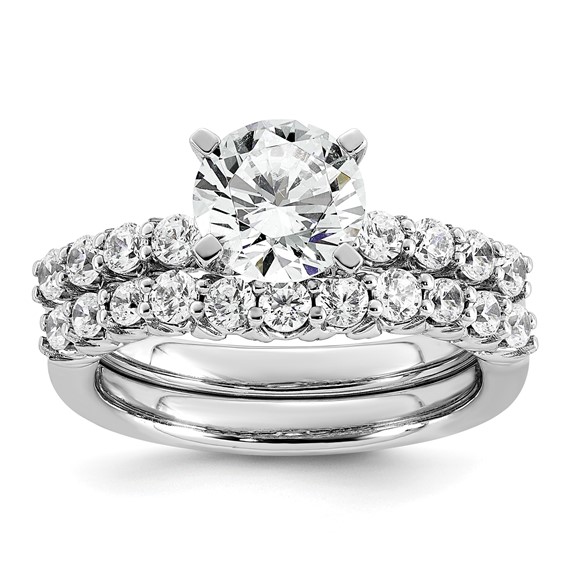 14k White Gold 1 7/8 carat Certified Lab Grown Diamond VS+ F+ Round Complete Engagement Ring