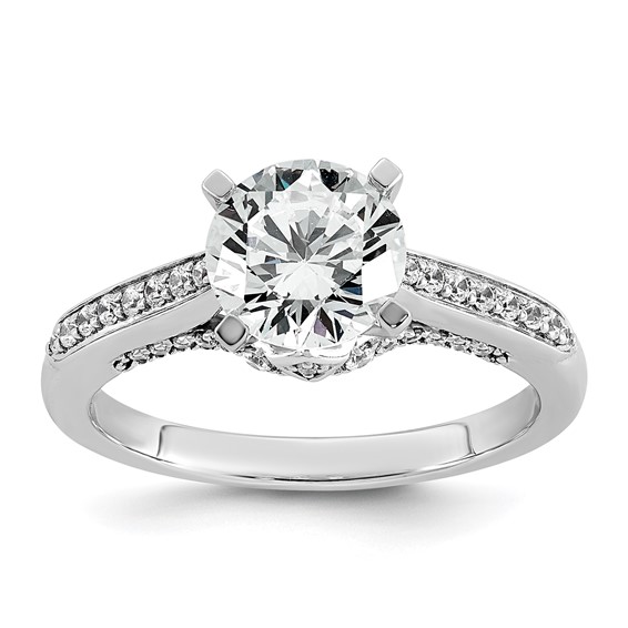 14k White Gold 1 3/4 carat Lab Grown Diamond VS+ F+ Round Complete Engagement Ring