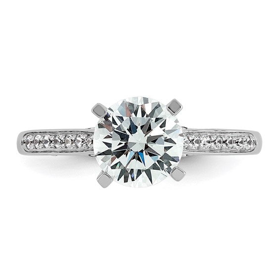 14k White Gold 1 3/4 carat Certified Lab Grown Diamond VS+ F+ Round Complete Engagement Ring