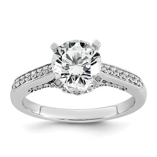 14k White Gold 1 3/4 carat Certified Lab Grown Diamond VS+ F+ Round Complete Engagement Ring