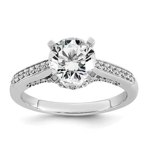 14K White Gold 1.75 Carat Certified Lab Grown Diamond VS+ F+ Round Complete Engagement Ring