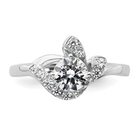 14K White Gold 0.88 Carat Certified Lab Grown Diamond VS+ F+ Round Complete Engagement Ring view 4