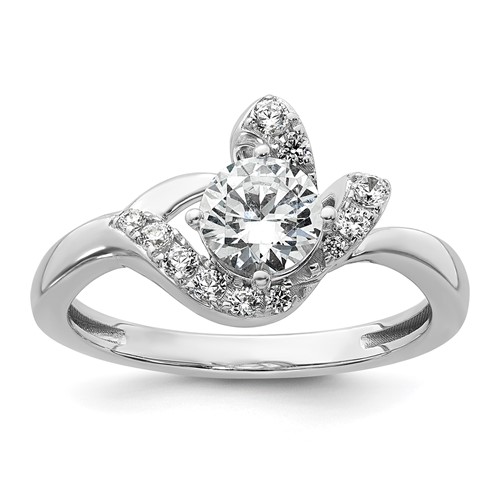 14K White Gold 0.88 Carat Certified Lab Grown Diamond VS+ F+ Round Complete Engagement Ring
