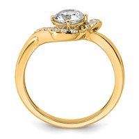 14K Yellow Gold 0.88 Carat Certified Lab Grown Diamond VS+ F+ Round Complete Engagement Ring view 2