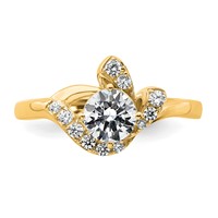 14K Yellow Gold 0.88 Carat Certified Lab Grown Diamond VS+ F+ Round Complete Engagement Ring view 4