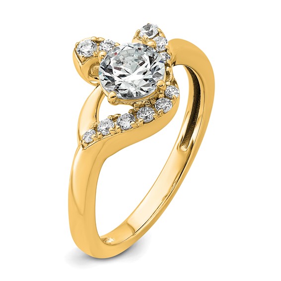 14k 7/8 carat Certified Lab Grown Diamond VS+ F+ Round Complete Engagement Ring