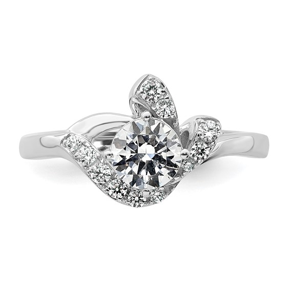 14k White Gold 7/8 carat Lab Grown Diamond VS+ F+ Round Complete Engagement Ring