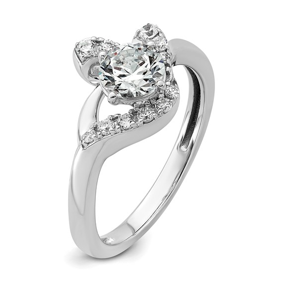 14k White Gold 7/8 carat Lab Grown Diamond VS+ F+ Round Complete Engagement Ring