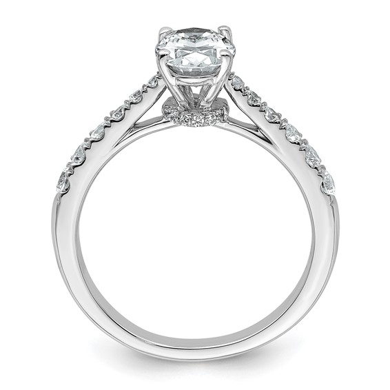14k White Gold 1 1/2 carat Certified Lab Grown Diamond VS+ F+ Oval Complete Engagement Ring