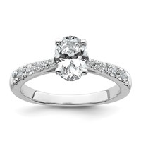 14K White Gold 1.50 Carat Certified Lab Grown Diamond VS+ F+ Oval Complete Engagement Ring view 1