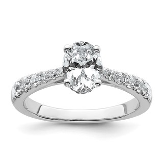 14k White Gold 1 1/2 carat Certified Lab Grown Diamond VS+ F+ Oval Complete Engagement Ring