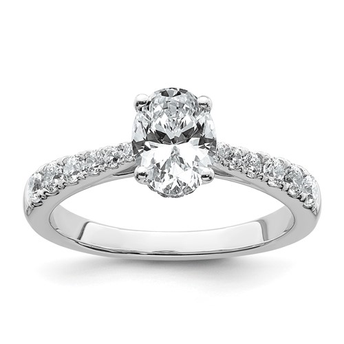 14K White Gold 1.50 Carat Certified Lab Grown Diamond VS+ F+ Oval Complete Engagement Ring