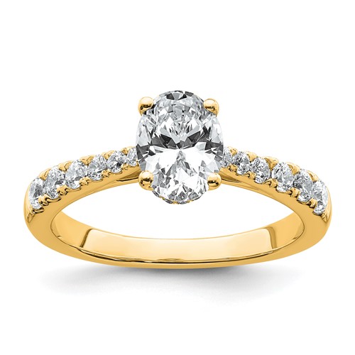14K Yellow Gold 1.50 Carat Certified Lab Grown Diamond VS+ F+ Oval Complete Engagement Ring