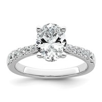 14K White Gold 2 Carat Certified Lab Grown Diamond VS+ F+ Oval Complete Engagement Ring view 1