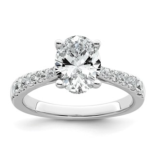 14k White Gold 2 carat Certified Lab Grown Diamond VS+ F+ Oval Complete Engagement Ring