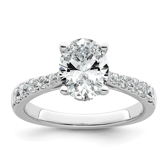 14k White Gold 2 carat Certified Lab Grown Diamond VS+ F+ Oval Complete Engagement Ring