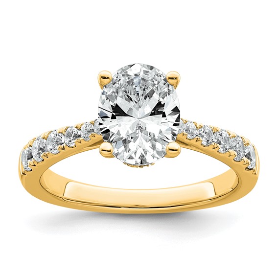 14k 2 carat Certified Lab Grown Diamond VS+ F+ Oval Complete Engagement Ring