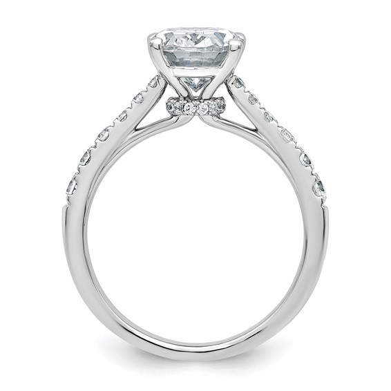 14k White Gold 2 1/2 carat Certified Lab Grown Diamond VS+ F+ Oval Complete Engagement Ring