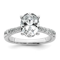 14K White Gold 2.50 Carat Certified Lab Grown Diamond VS+ F+ Oval Complete Engagement Ring view 1