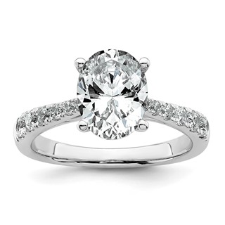 14k White Gold 2 1/2 carat Certified Lab Grown Diamond VS+ F+ Oval Complete Engagement Ring